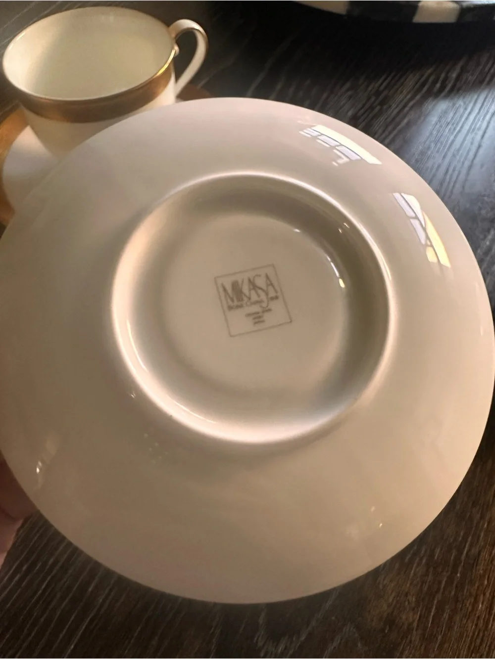 Mikasa Crown Jewel Gold Rimmed Teacup and Saucer Set x3